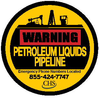 Pipeline marker sign with safety and contact information